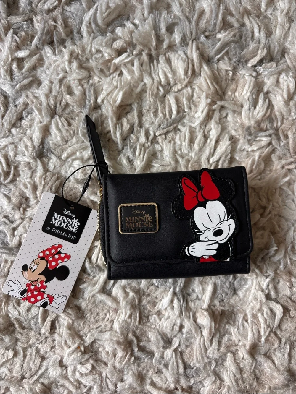 Disney Minnie Mouse Black Trifold Zip Wallet Brand New